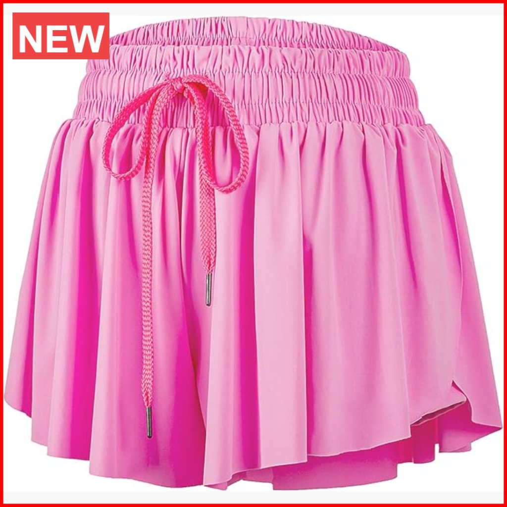 High Rise Athletic Shorts With Spandex Underlayer For Workout Running Yoga